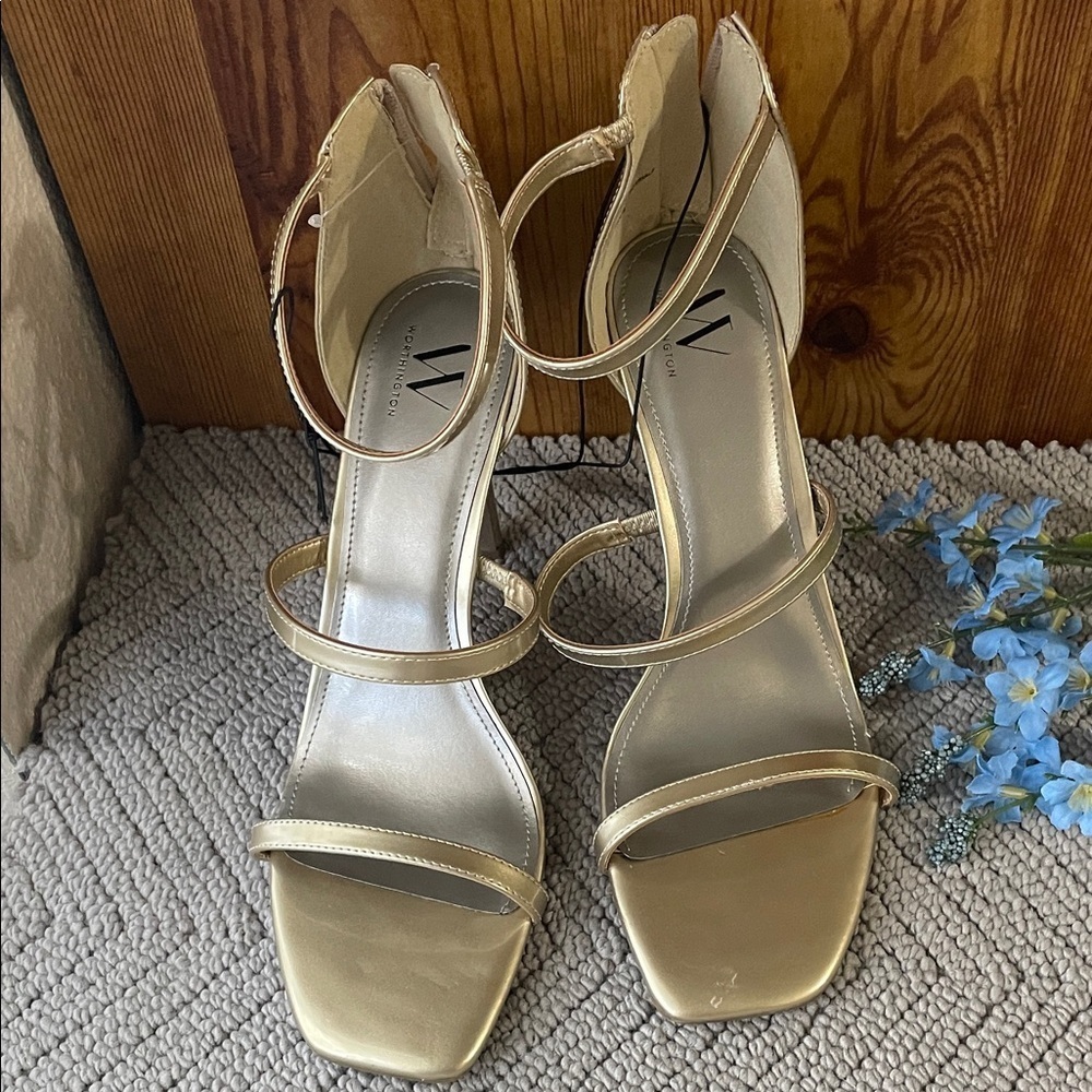 Worthington Gold Strappy Heels